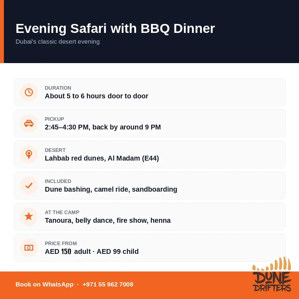 Evening Desert Safari With BBQ Dinner 2 evening-safari-bbq-info-150-AED