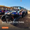 Polaris dune buggy fleet lined up ready to ride in the Dubai desert