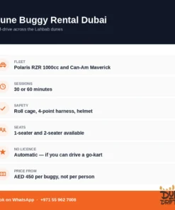 Dune buggy rental Dubai — fleet, session lengths, safety and pricing