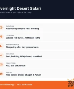 Overnight desert safari Dubai details — duration, location, inclusions and price