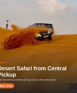 4x4 on a dune crest at Lahbab on a central pickup desert safari